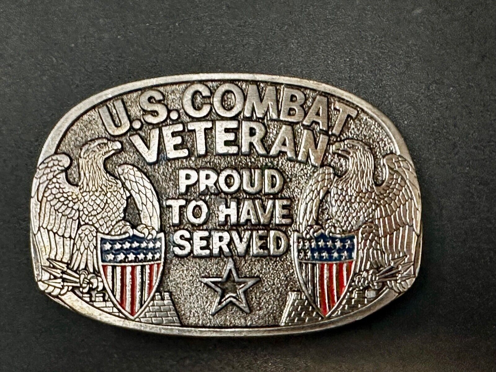 US Combat Veteran - Proud to have served our country Vintage Belt Buckle