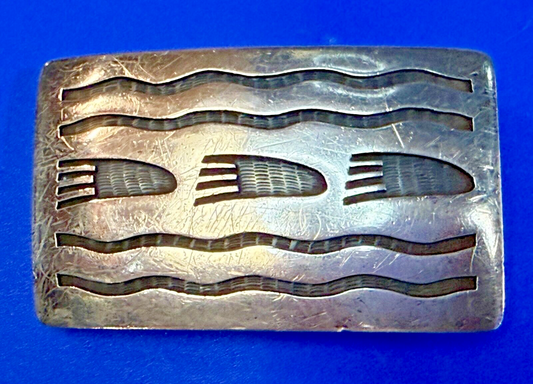 Bear Paw Print Native American Indian Art Pattern Belt Buckle - See Makers Marks