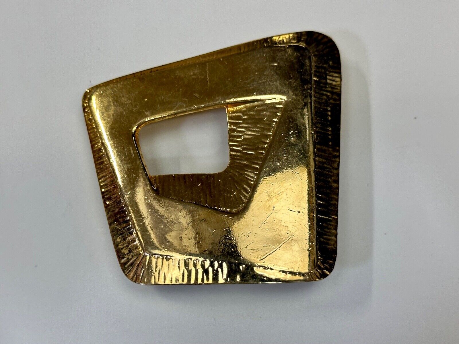 Abstract Open Work Cut Out  Brass Tone Hippy Boho Belt Buckle