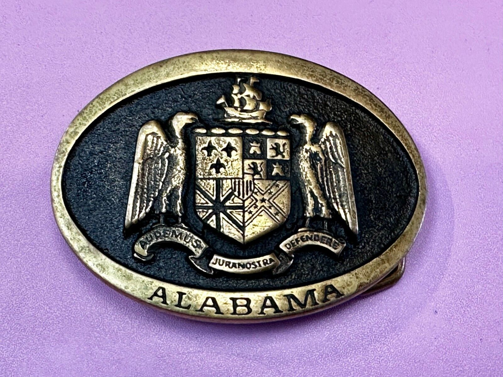 Alabama State Al Statehood Montgomery University Solid Brass 1978 Belt Buckle