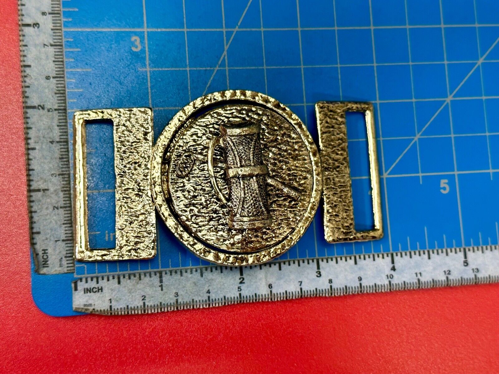 two piece interconnecting gold color belt buckle
