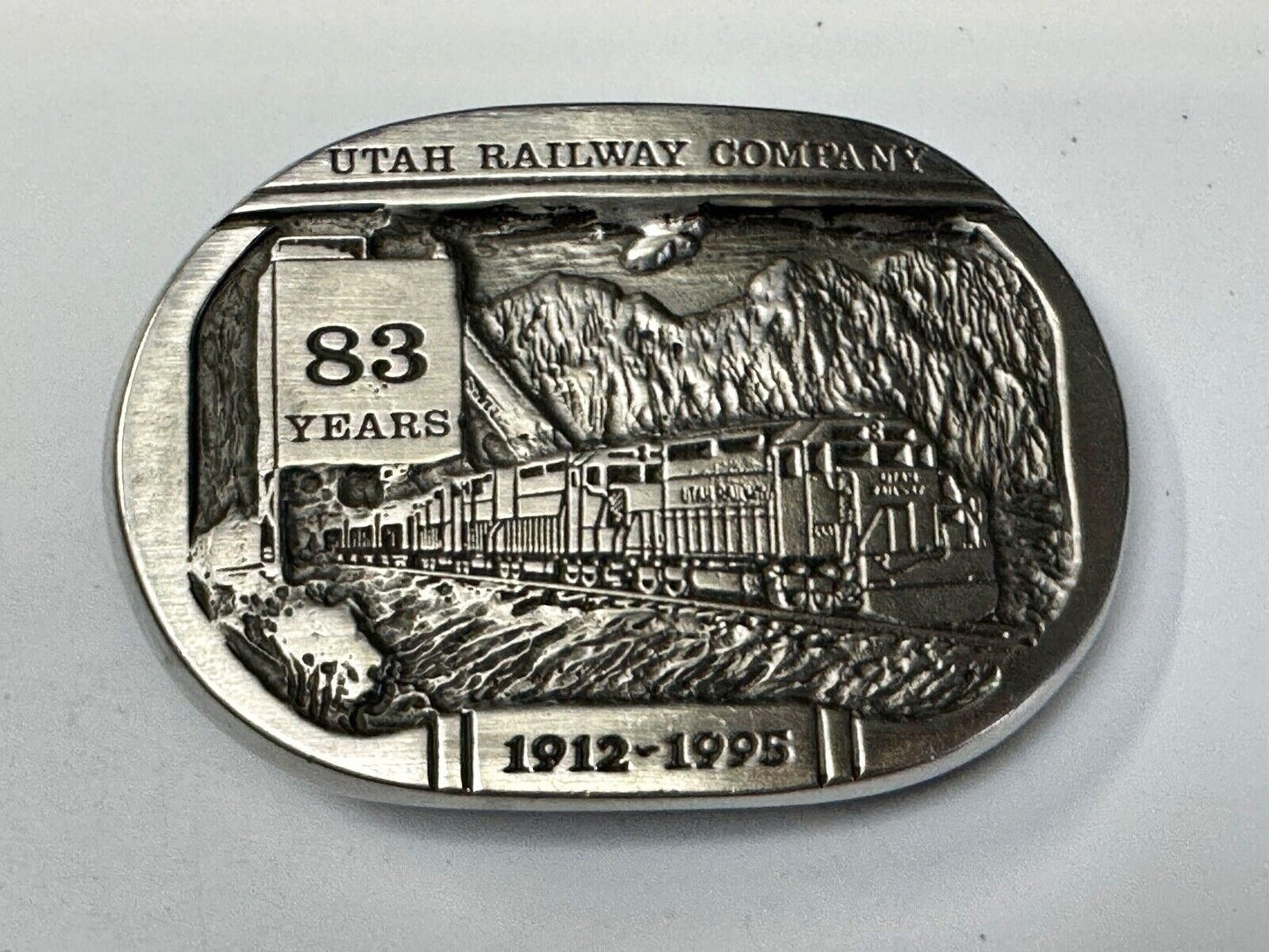 Utah Railway Co Vtg Train Railroad 83 Years - Gary Prazen Sculpture Belt Buckle