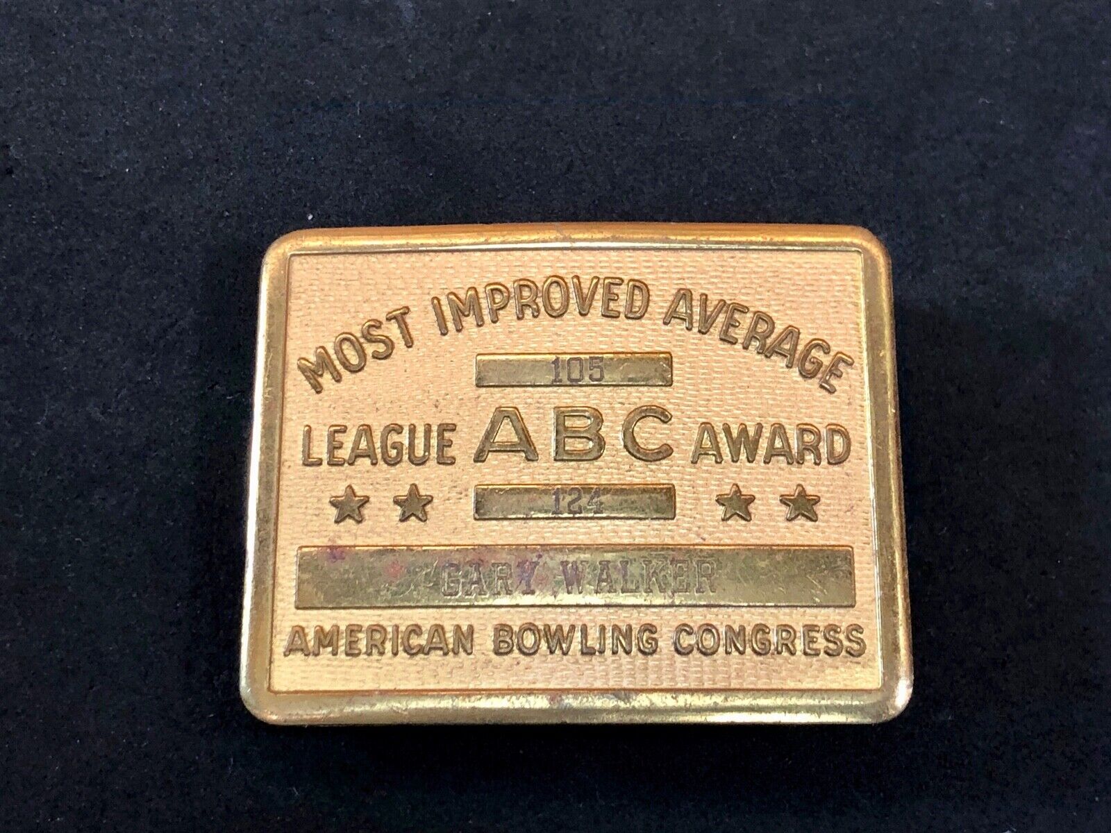 ABC Most Improved Average ABC Award Belt Buckle vintage old Bowl Bowling ball 
