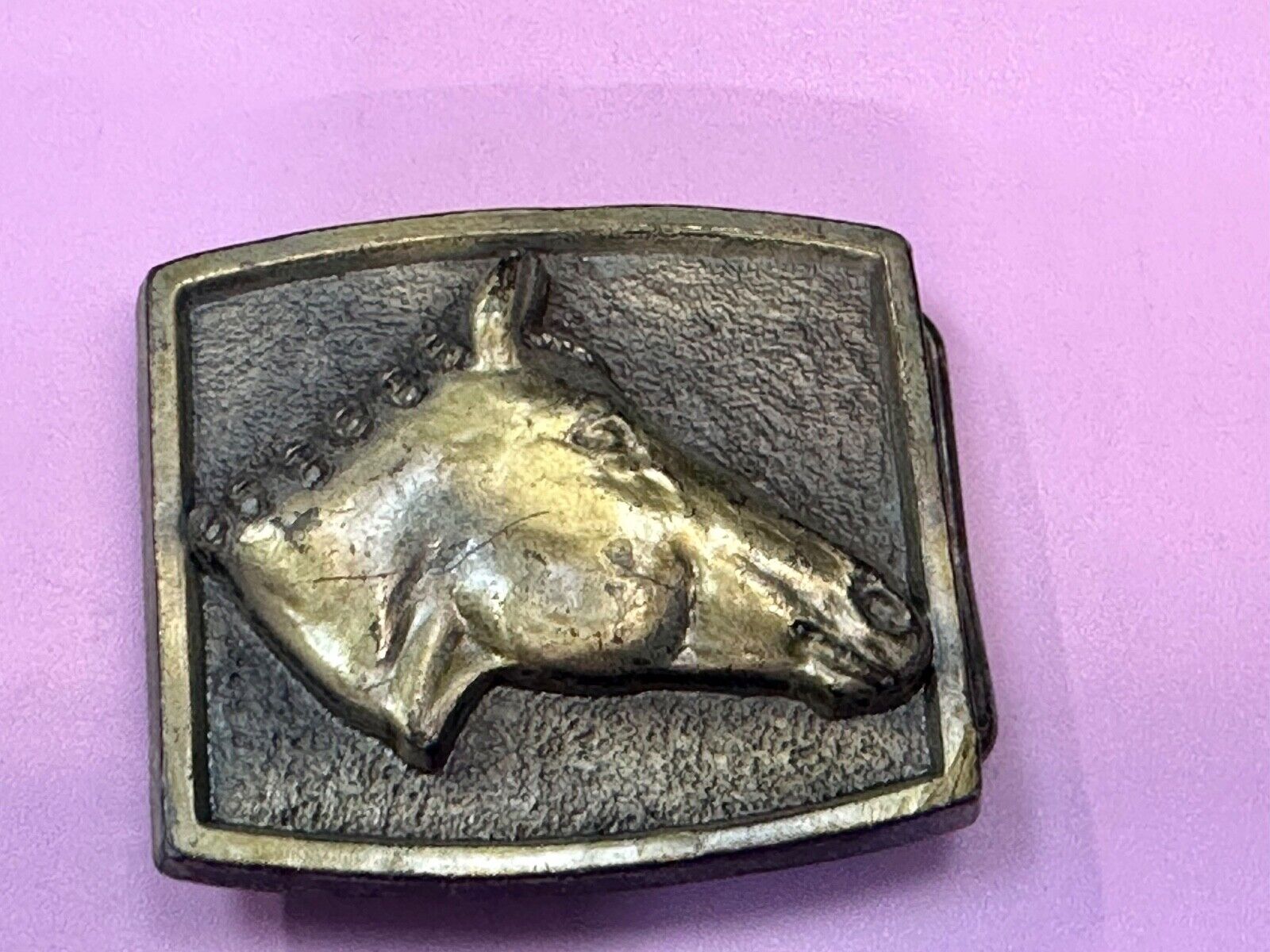 Artisan Raised Horse Lovers Bust Head Vintage Belt Buckle
