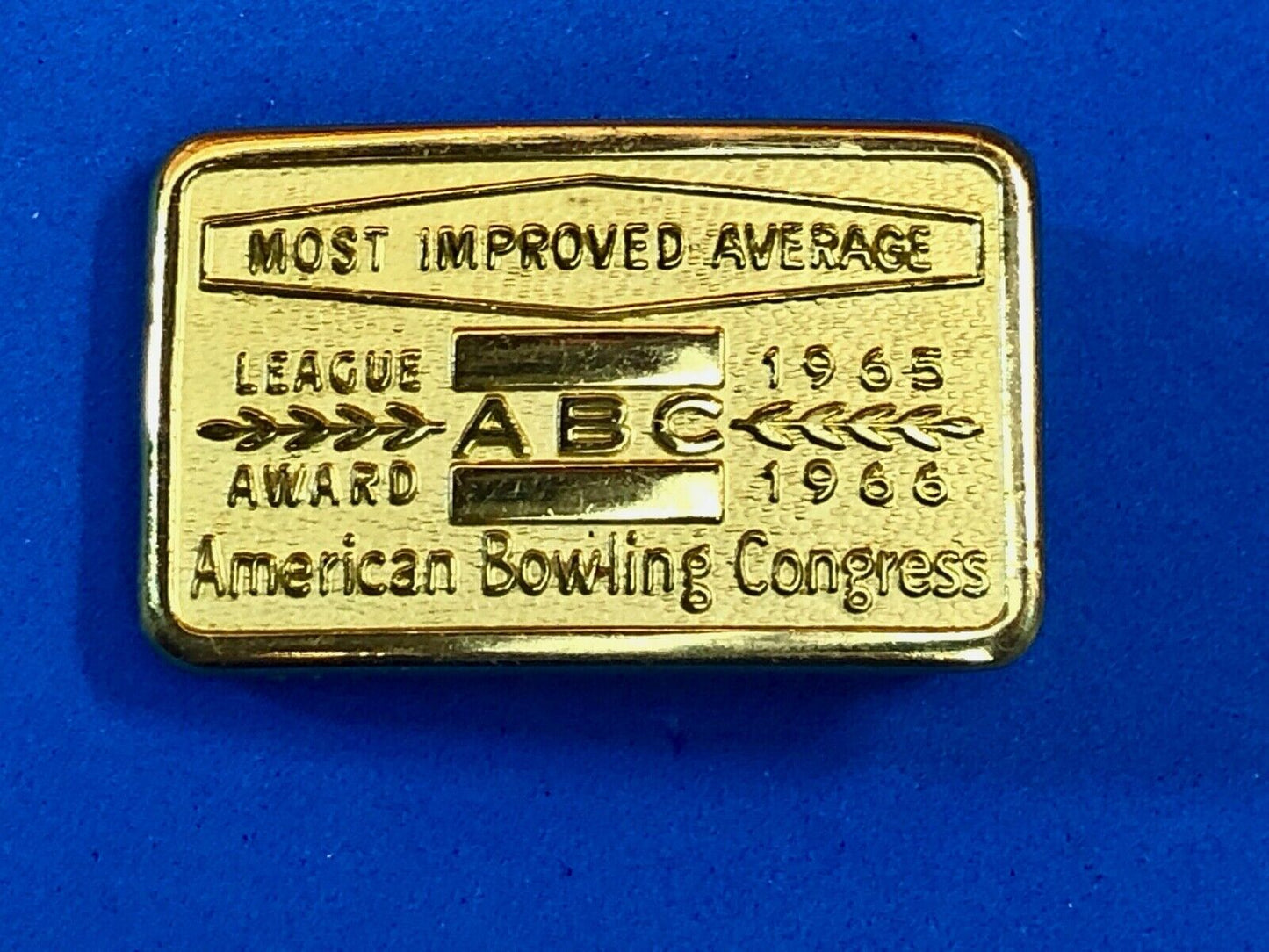 AMERICAN BOWLING CONGRESS MOST IMPROVED AVERAGE ABC LEAGUE AWARD BELT BUCKLE