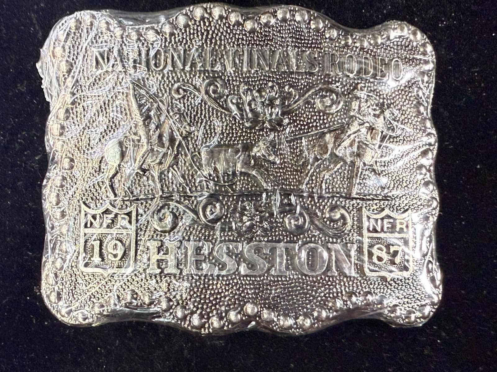 1987 Hesston NFR National Finals Rodeo Calf Roping NOS Belt Buckle
