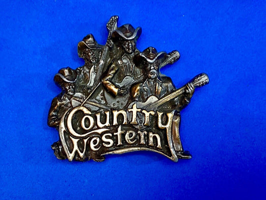Vintage 1981 Country Western Music Pickers Bluegrass Musicians Belt Buckle 