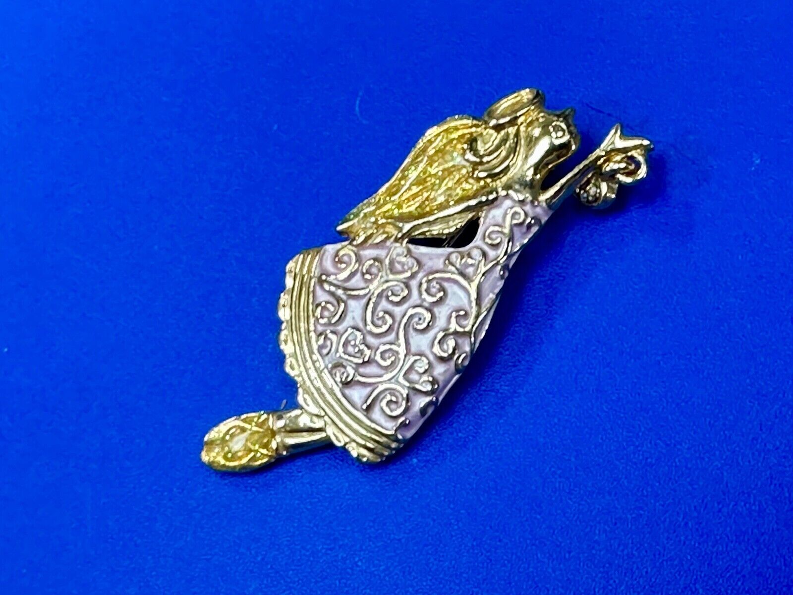 AAI vintage two tone rhinestone accented Holliday angel brooch pin