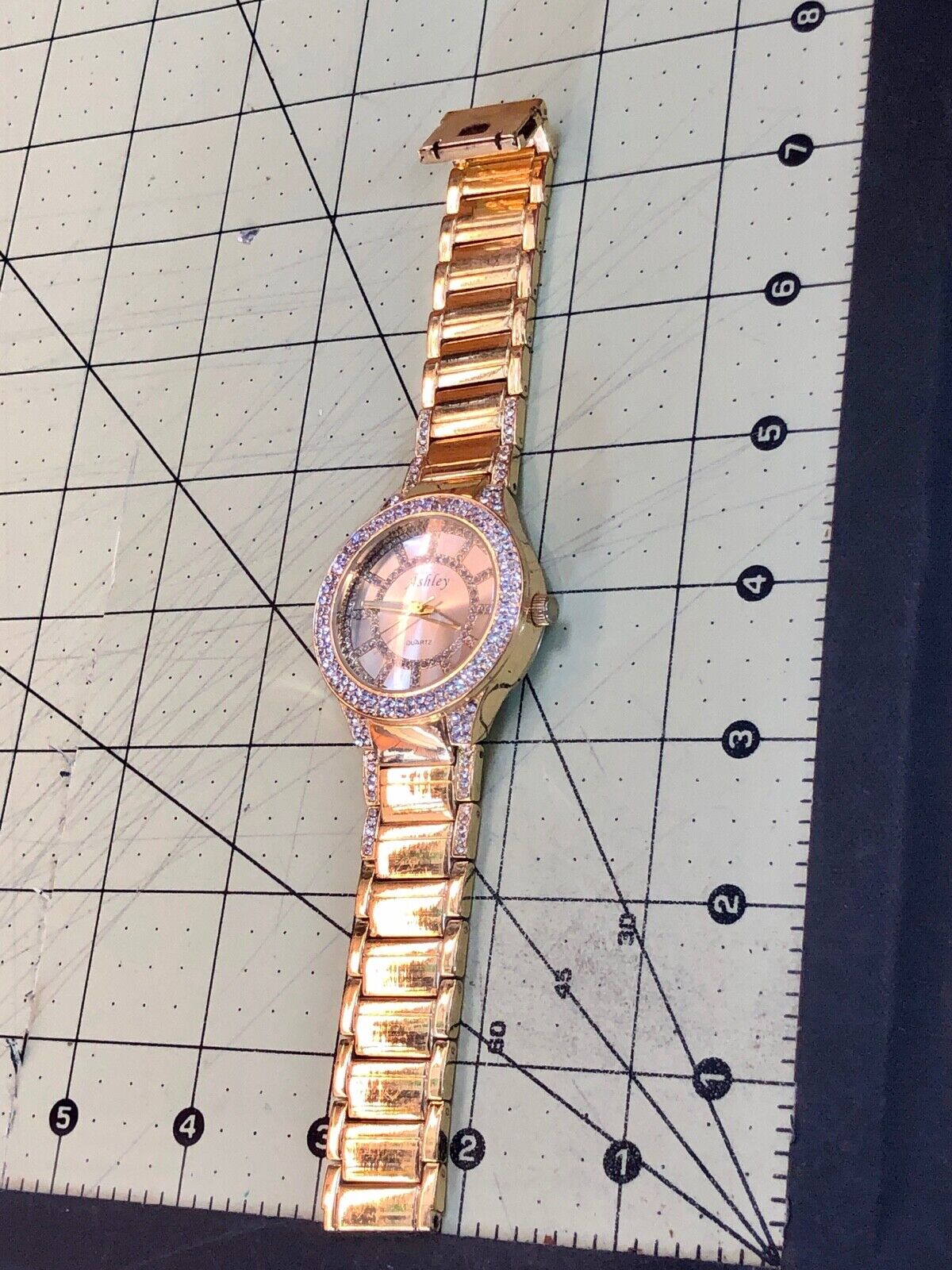 Ashley Ladies Watch, Missing A Few Rhinestones, But Fresh Battery, Working Well 