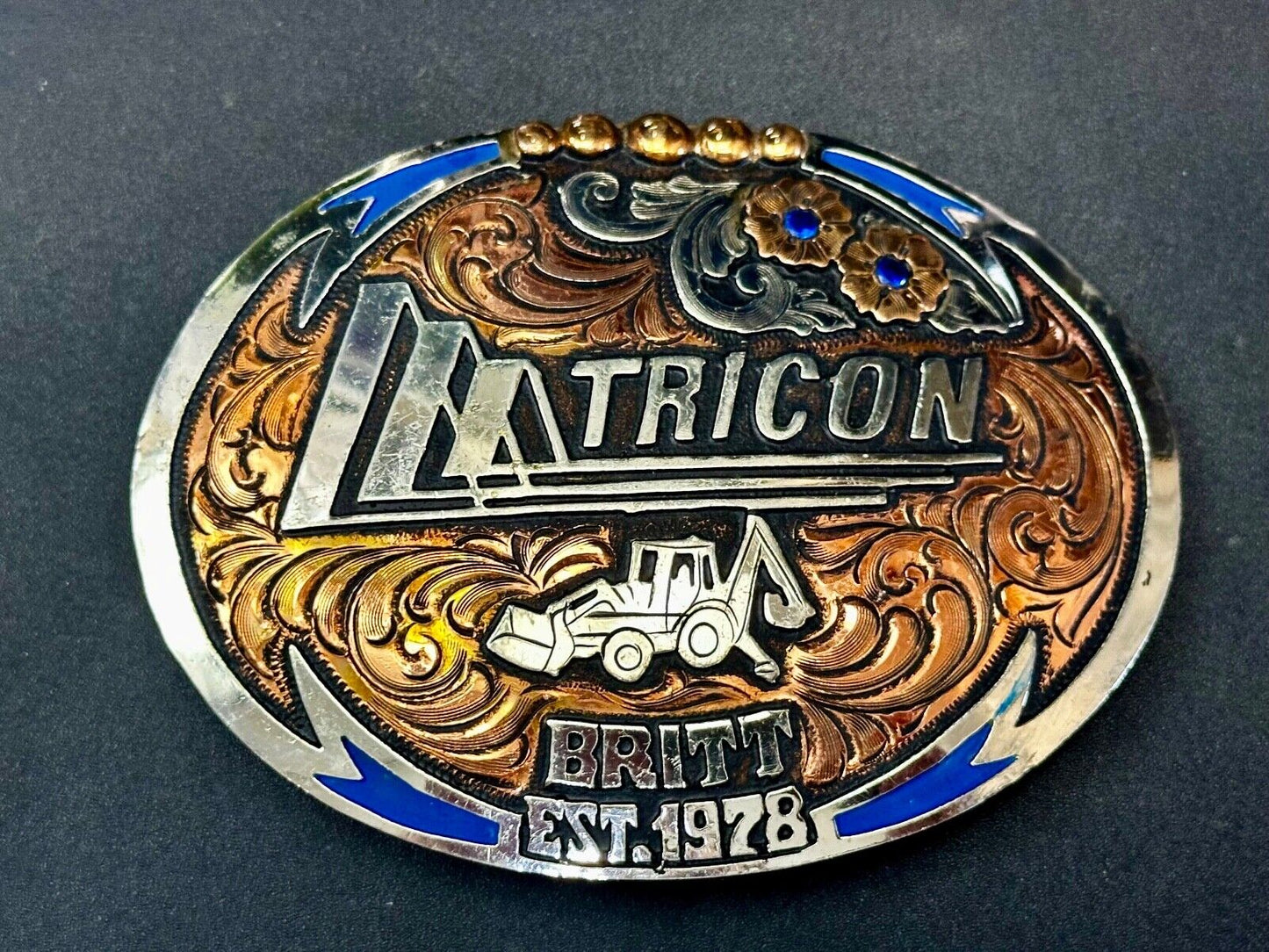 Tricon Bruitt Construction Equipment Trophy Award Belt Buckle by Red Bluff - war