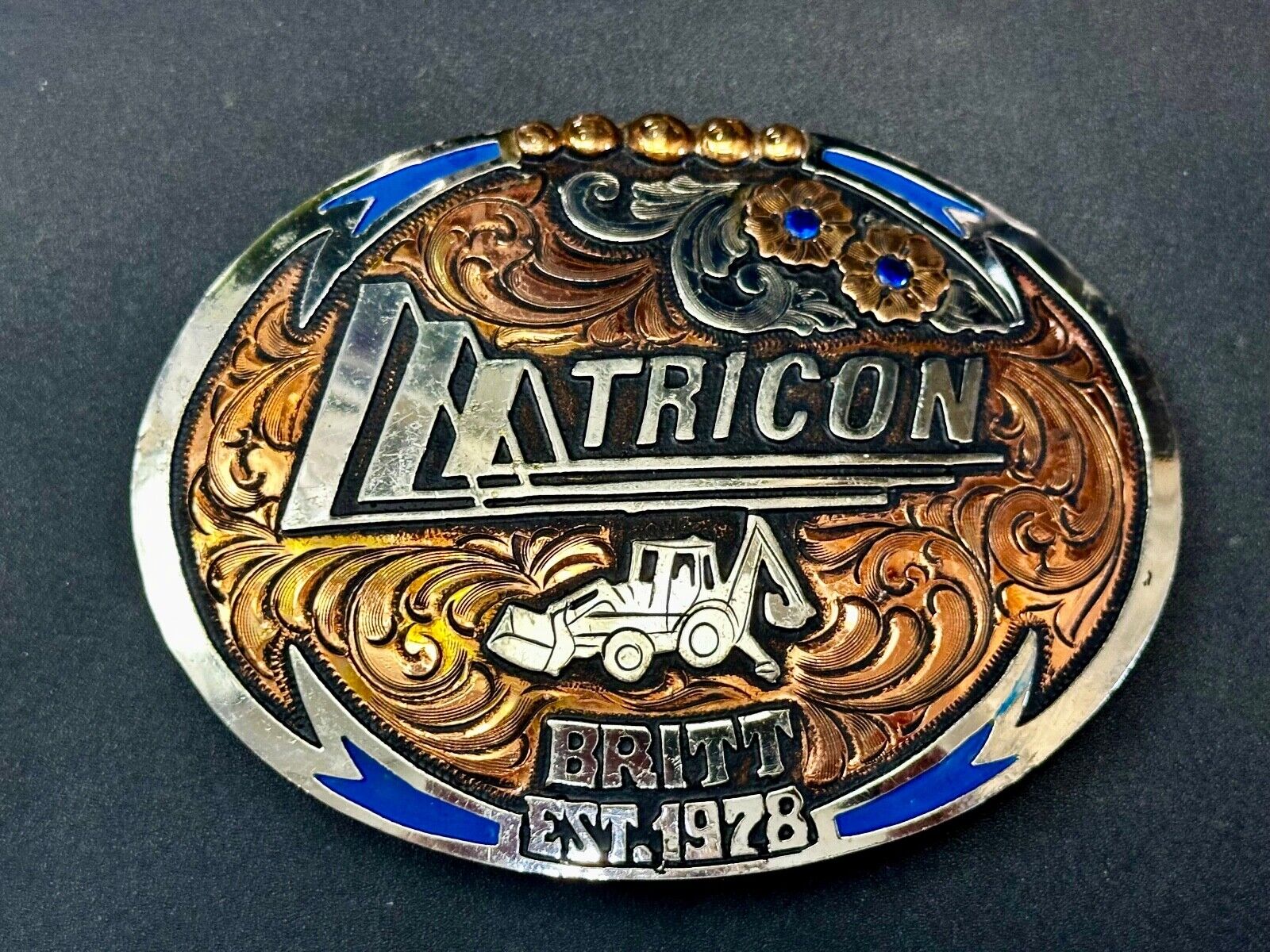 Tricon Bruitt Construction Equipment Trophy Award Belt Buckle by Red Bluff - war