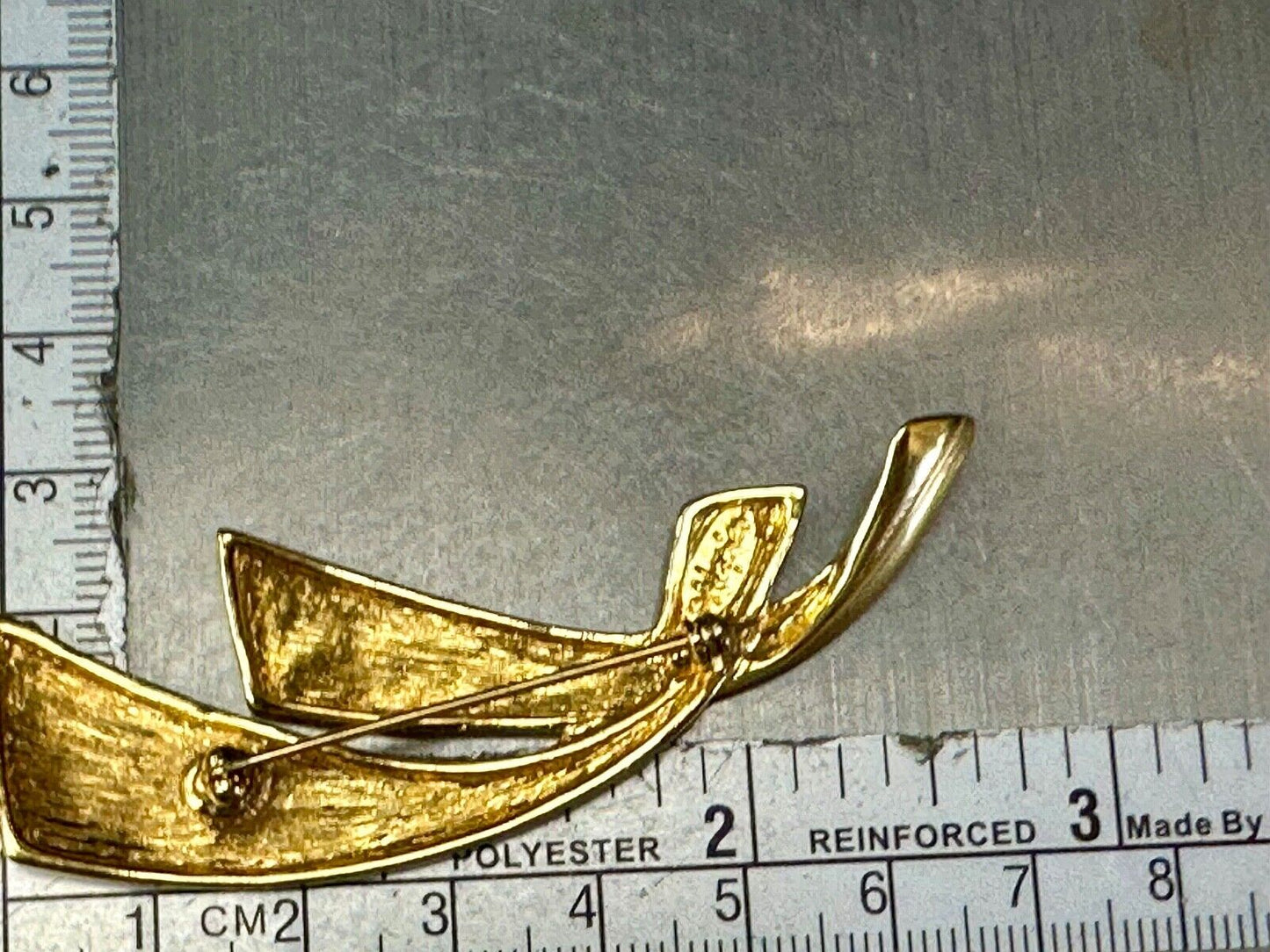 Two curved bars - vintage Napier signed gold tone brooch pin