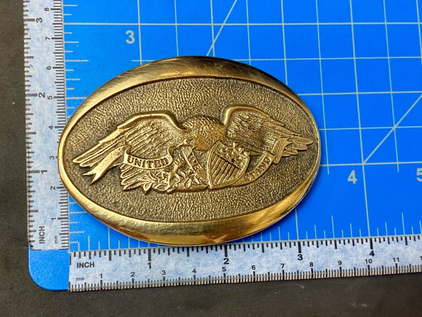 United we Stand - Patriotic American Eagle Solid brass Heritage Mint belt buckle