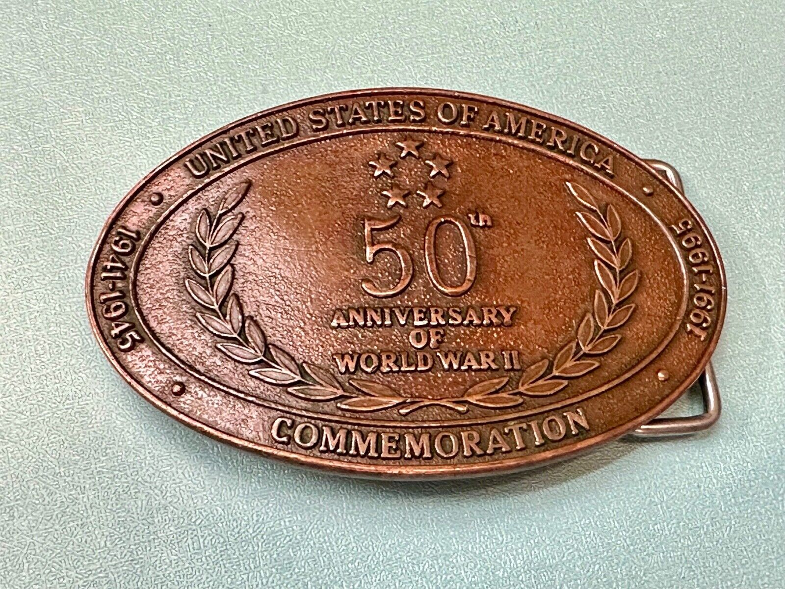 United Stated 50th Anniversary of World War 2 Commemorative belt buckle Crew INC