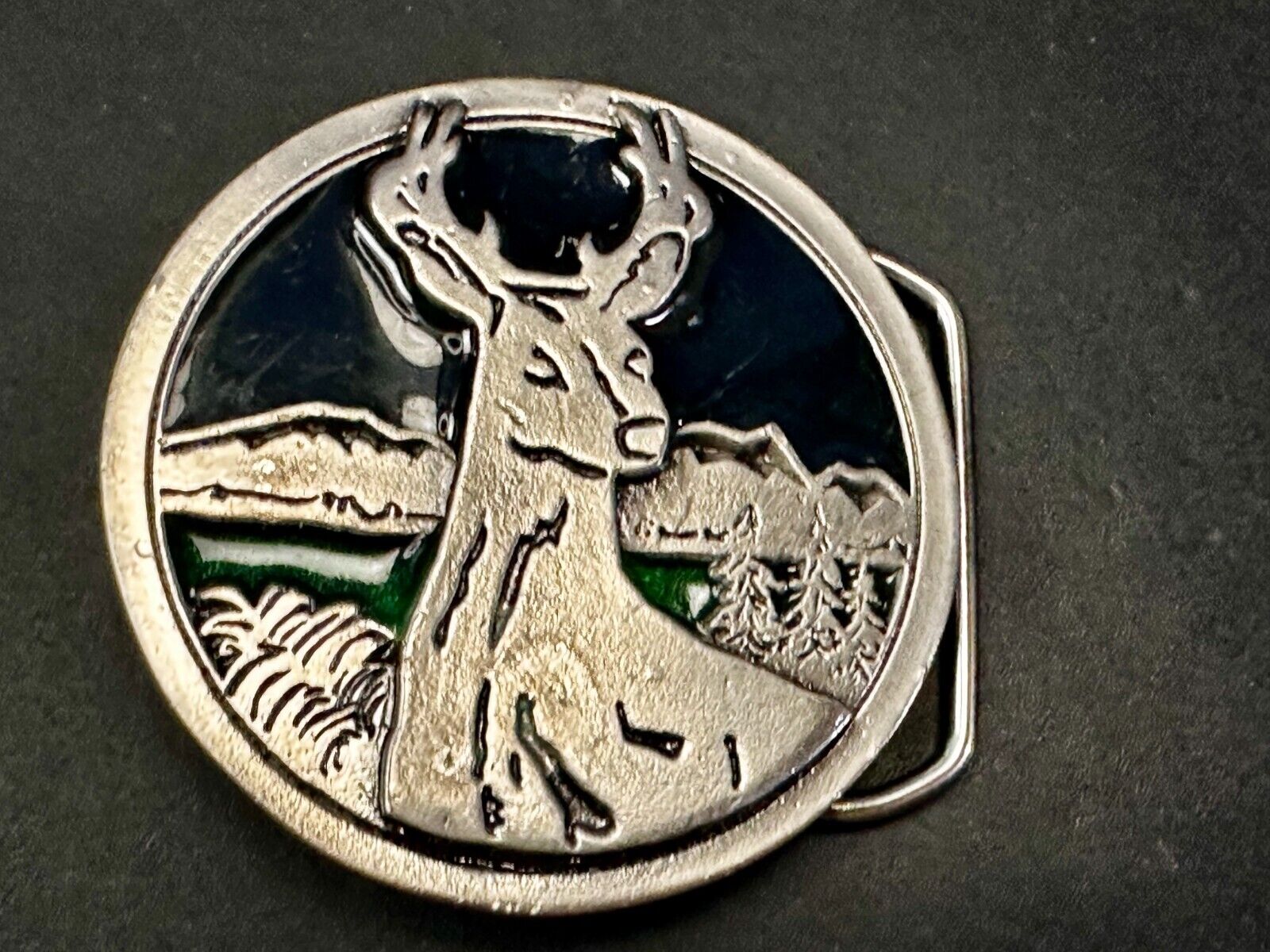 Abstract Deer Drawing Vintage Round Raised numbered Belt Buckle