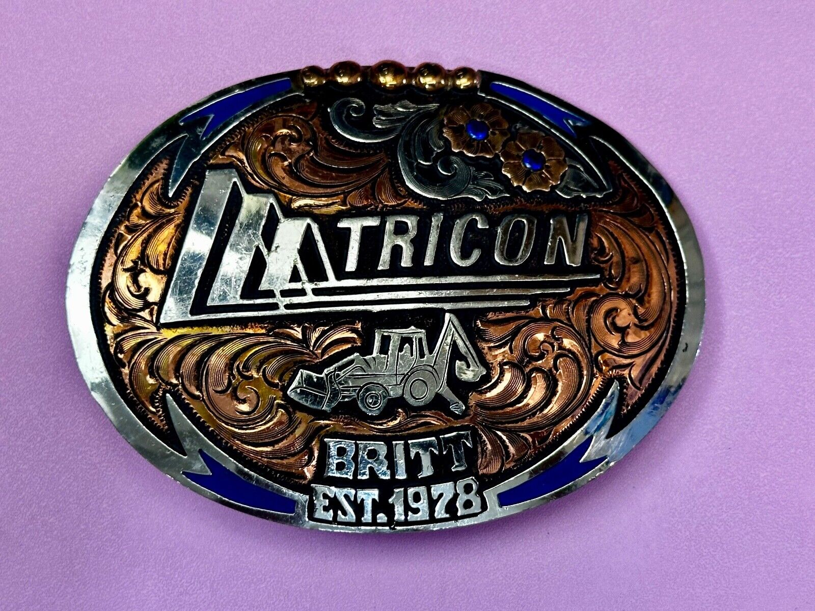 Tricon Bruitt Construction Equipment Trophy Award Belt Buckle by Red Bluff - war