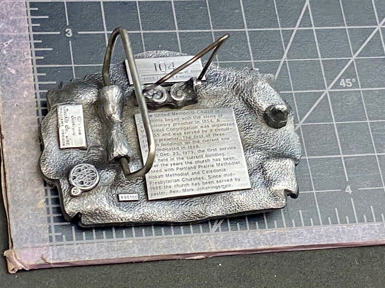 Vintage 1989 - Founder’s Days Caledonia MN belt buckle United Methodist Church 