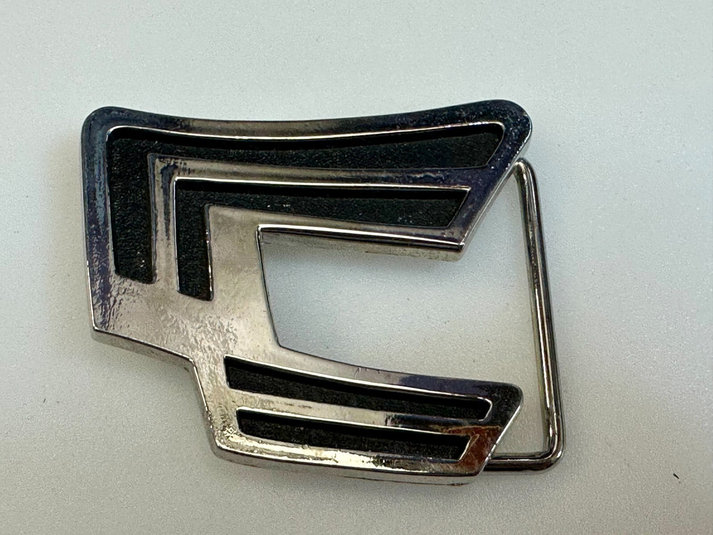 Abstract Pattern Openwork Metal Silver Tone Belt Buckle