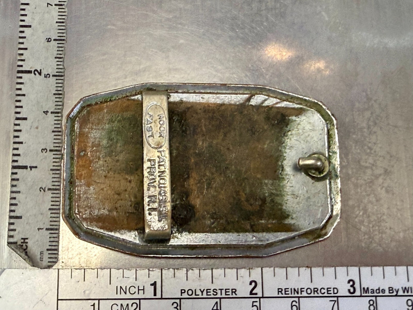 Three Letter AAA Logo Symbol Unknown? WOW Co Antique Hook-Fast Belt Buckle