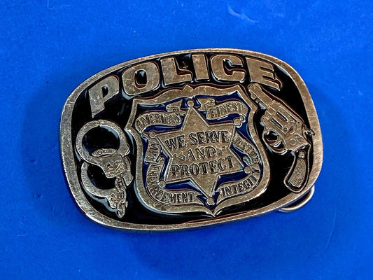 Americas Finest - Police -  We Protect And Serve Belt Buckle - By Buckle Bakery 