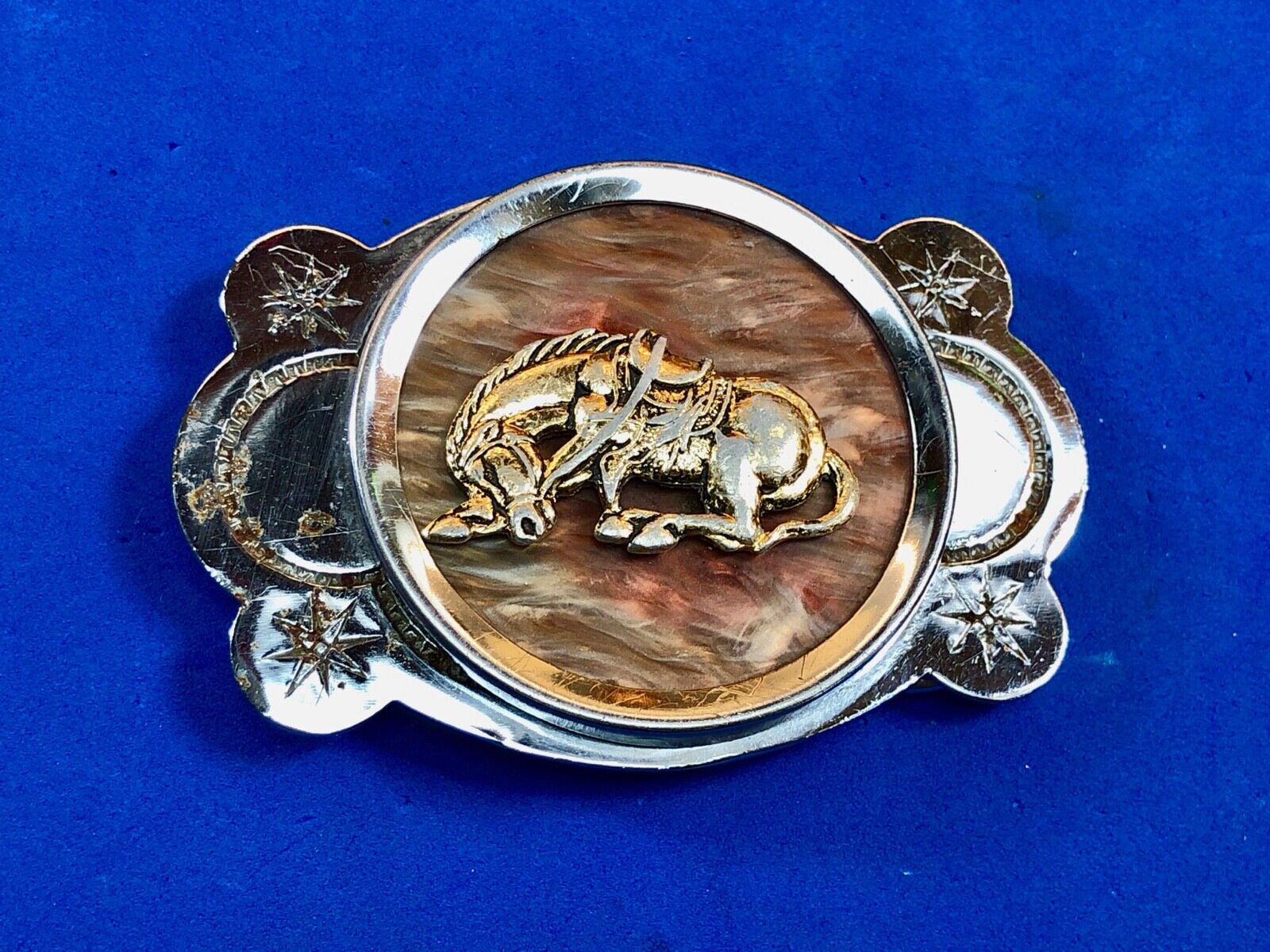 Vintage Horse in CenterPiece Rodeo Cowboy western belt buckle 