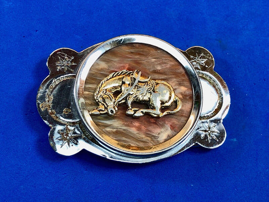 Vintage Horse in CenterPiece Rodeo Cowboy western belt buckle 