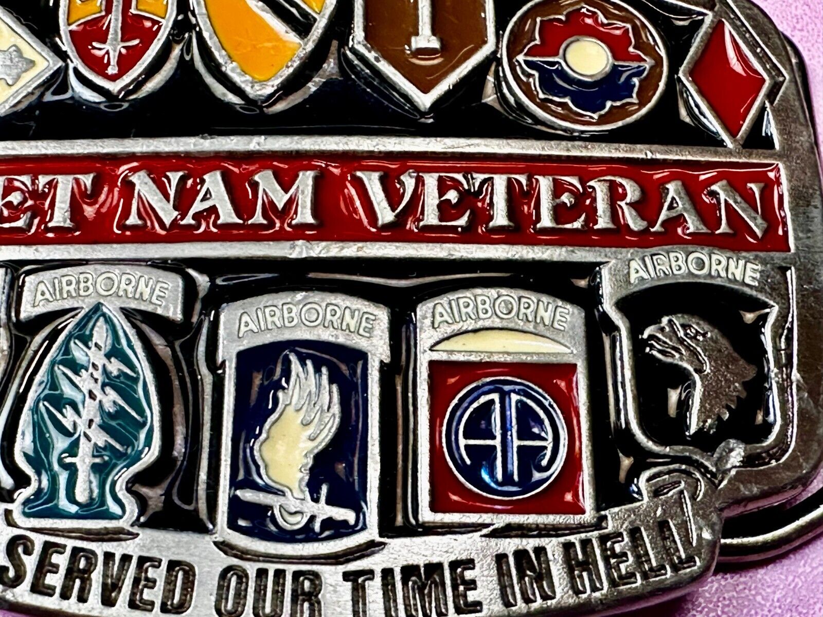 Vietnam Veteran We Served Our Time in Hell USA Made Belt Buckle of America