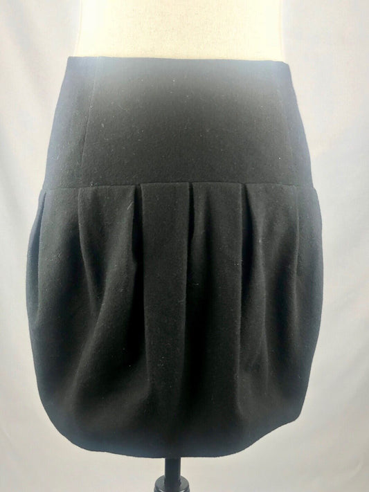 Anthropologie LEIFSDOTTIR Black Wool Blend Short Pleated Mini Skirt 8