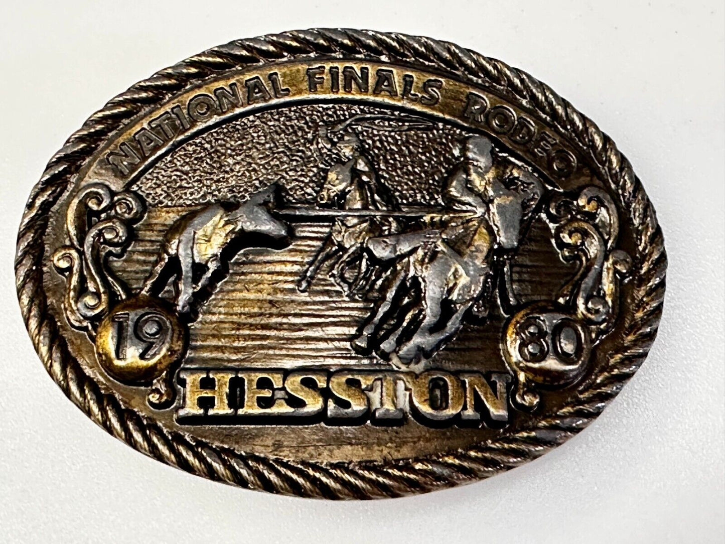 1980 Hesston NFR National Finals Rodeo Cowboys Western Belt Buckle