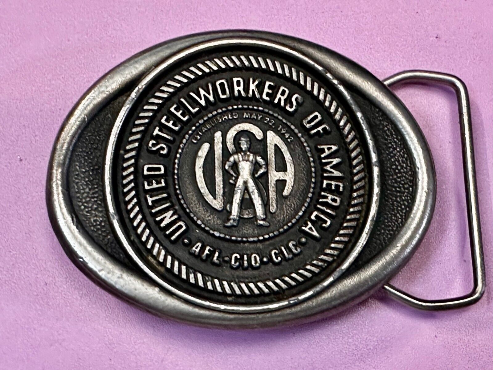 United Steel Workers of America Union Made AFL CIO Belt Buckle Koleaco S160
