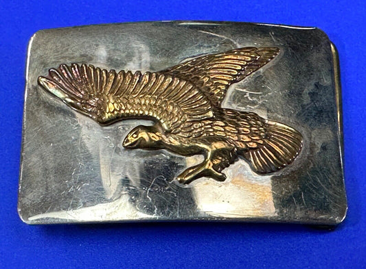 The EAGLE - Patriotic Western Vintage two tone rectangular belt buckle