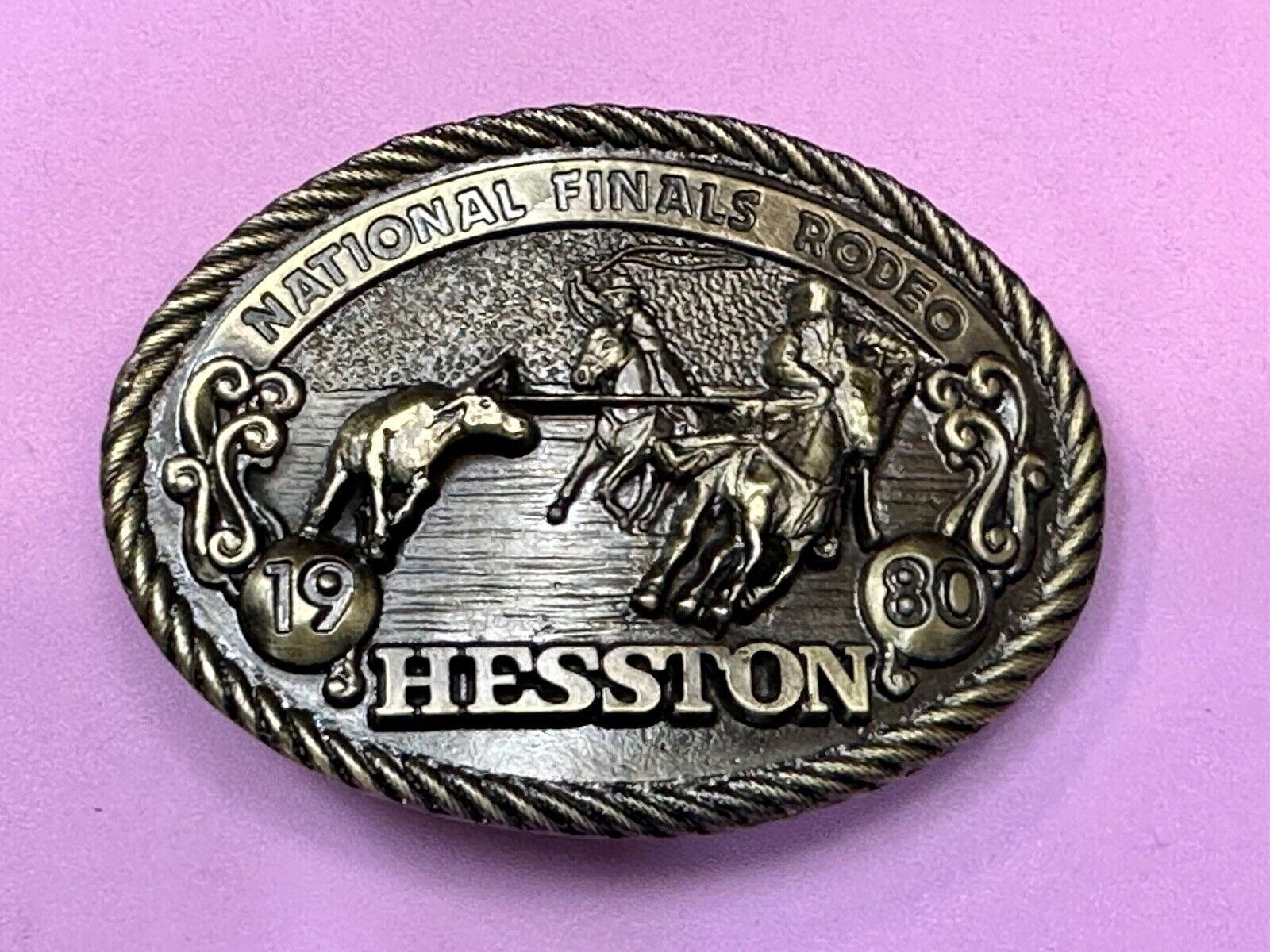 1980 Hesston National Finals Rodeo NFR Collectors Rodeo Cowboy Belt Buckle