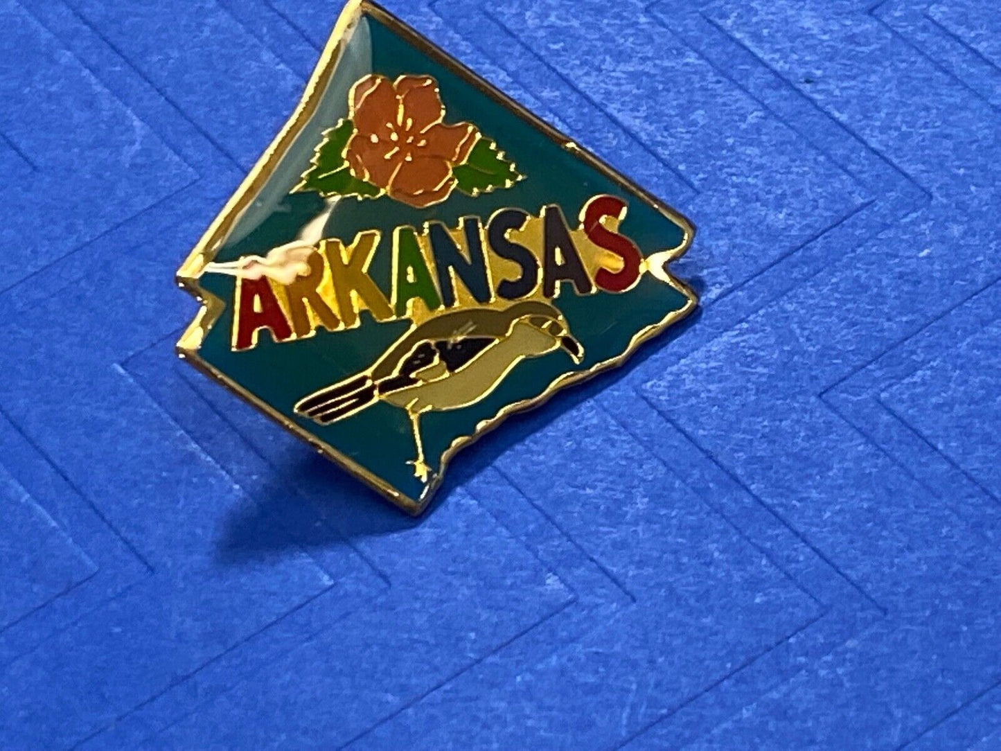 Arkansas state Apple blossom & northern mockingbird Keychain - Key Ring Chain