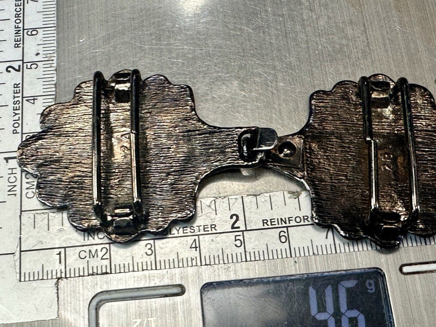 Two piece interconnecting leaf style shape vintage belt buckle
