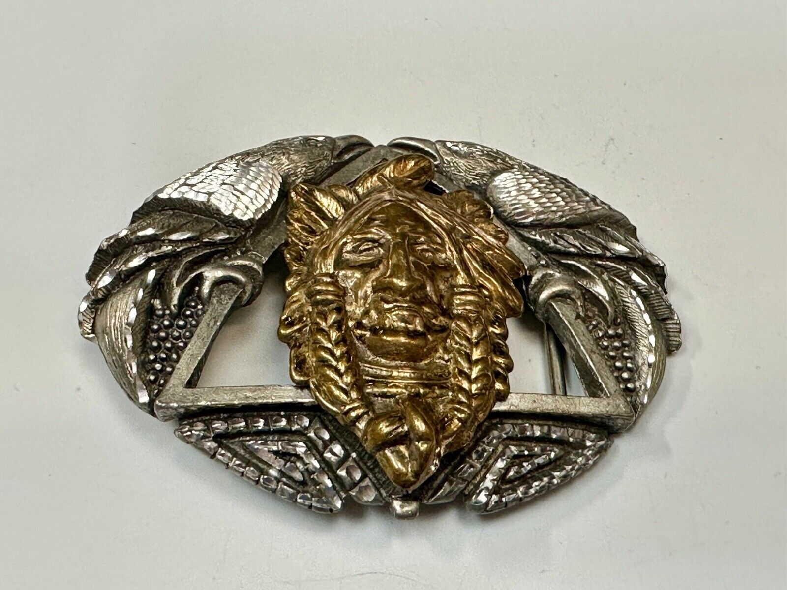 Unique Native American Indian Vintage Two tone EGE 93 Belt Buckle