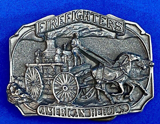 1988  Fire Fighters Firefighters American Heroes Pewter Belt Buckle 