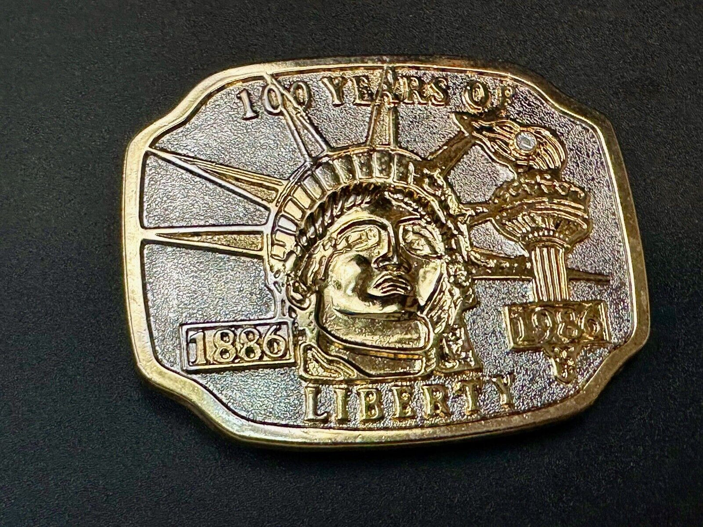 100 Years of Liberty  - NYC statue of Lady Liberty Souvenir belt buckle