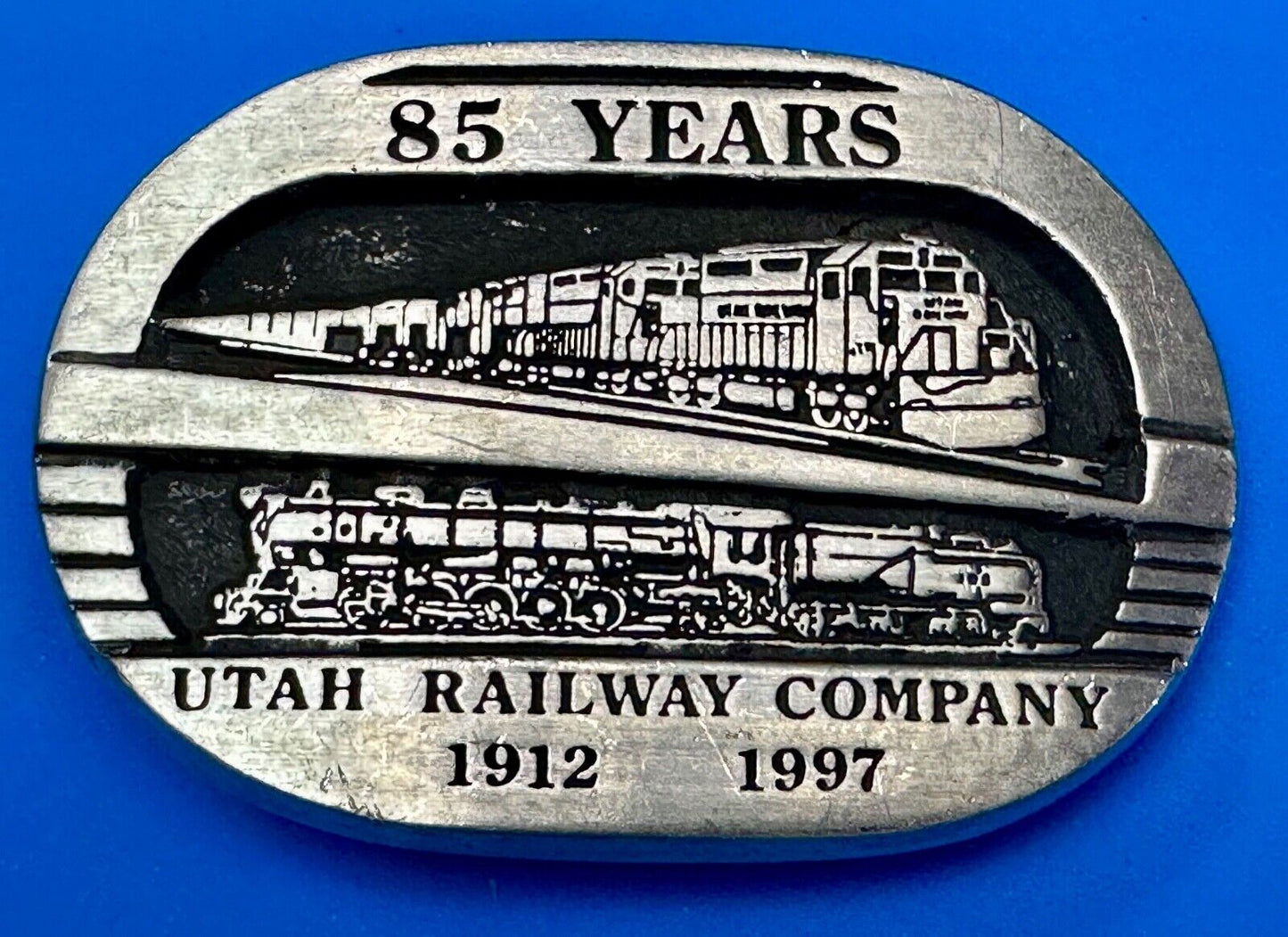Utah Railway Co Vtg Train Railroad 85 Years - Gary Prazen Sculpture Belt Buckle