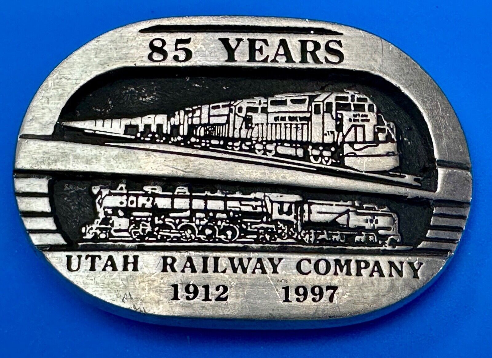 Utah Railway Co Vtg Train Railroad 85 Years - Gary Prazen Sculpture Belt Buckle