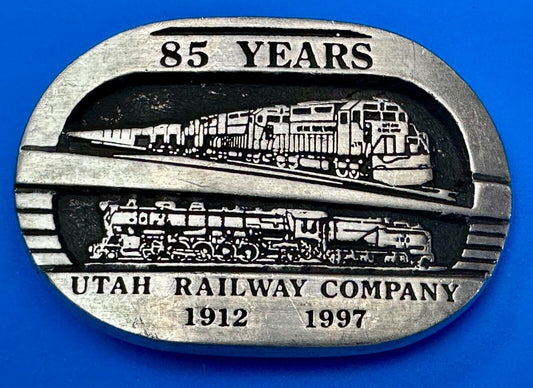 Utah Railway Co Vtg Train Railroad 85 Years - Gary Prazen Sculpture Belt Buckle