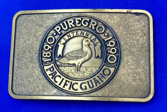 1990 Puregro Pacific Guano Centennial Celebration vintage belt buckle