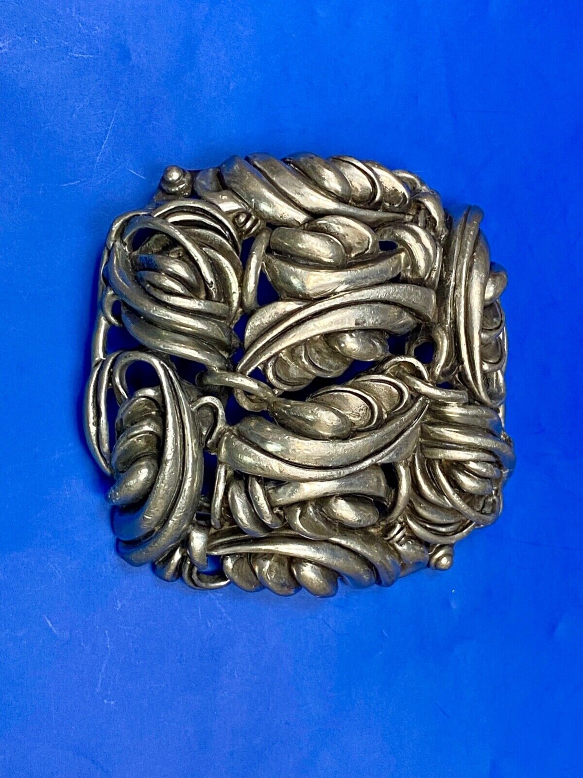 80'S Fahrenheit Ny Connie Bates Silver Tone Chunky See Through Belt Buckle