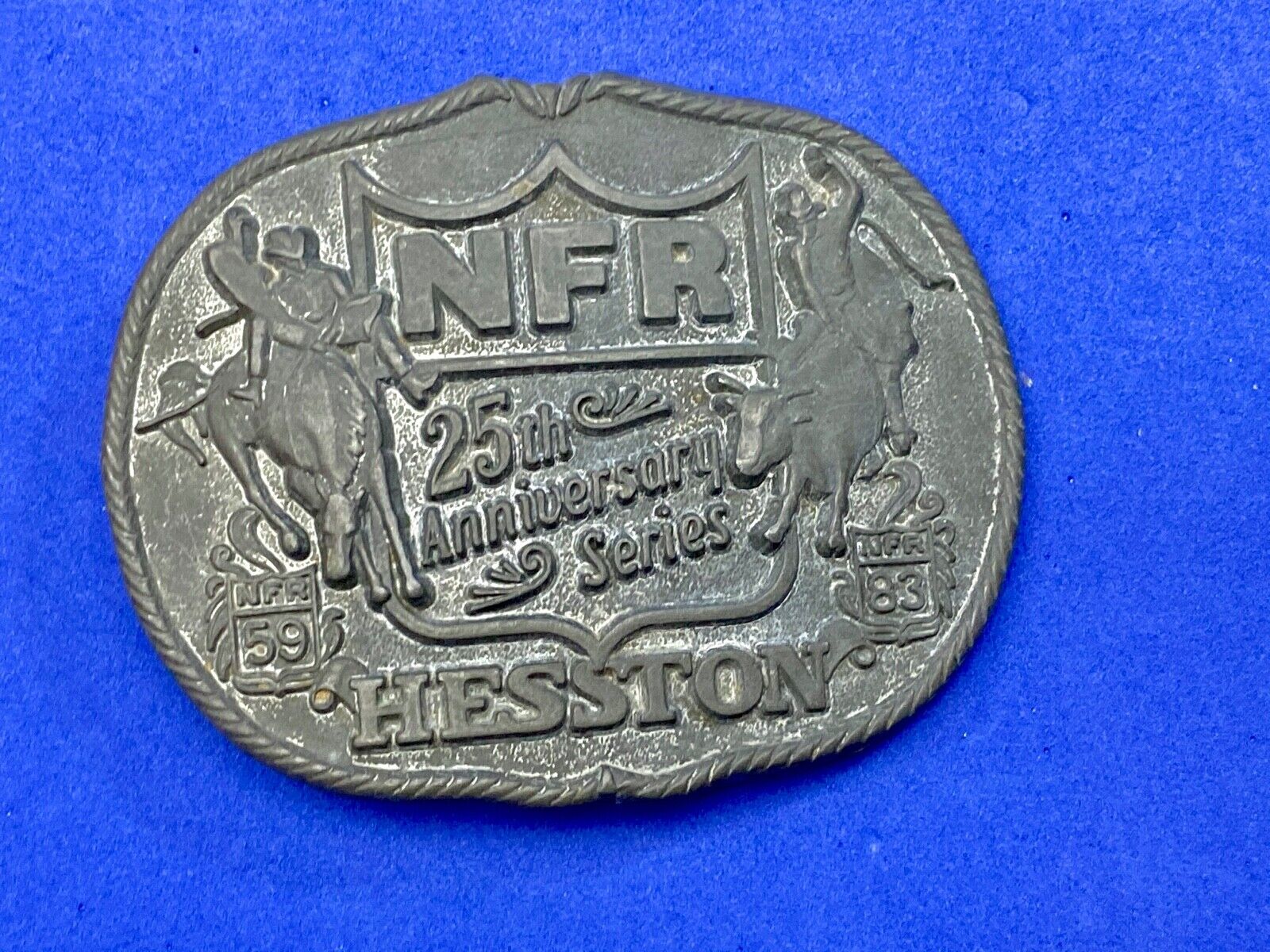 1983 1st edition 25th anniversary NFR National Finals Rodeo belt buckle 