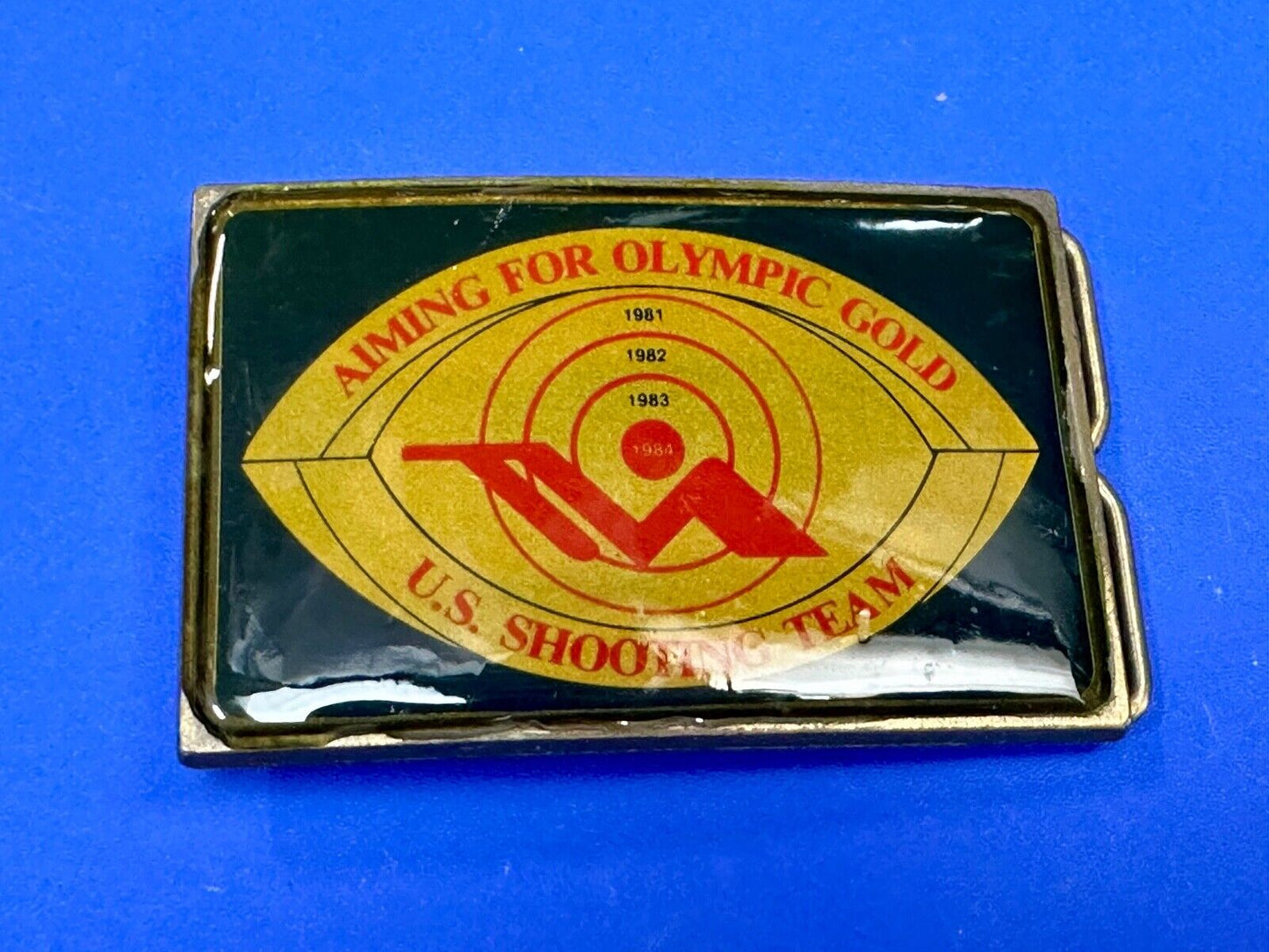 Aiming for Olympic Gold US shooting team 1984 belt buckle