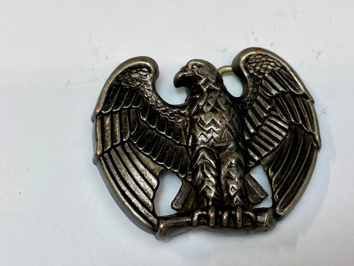 Vintage Avon 70s Patriotic American Eagle cutout shaped Silver Tone belt buckle