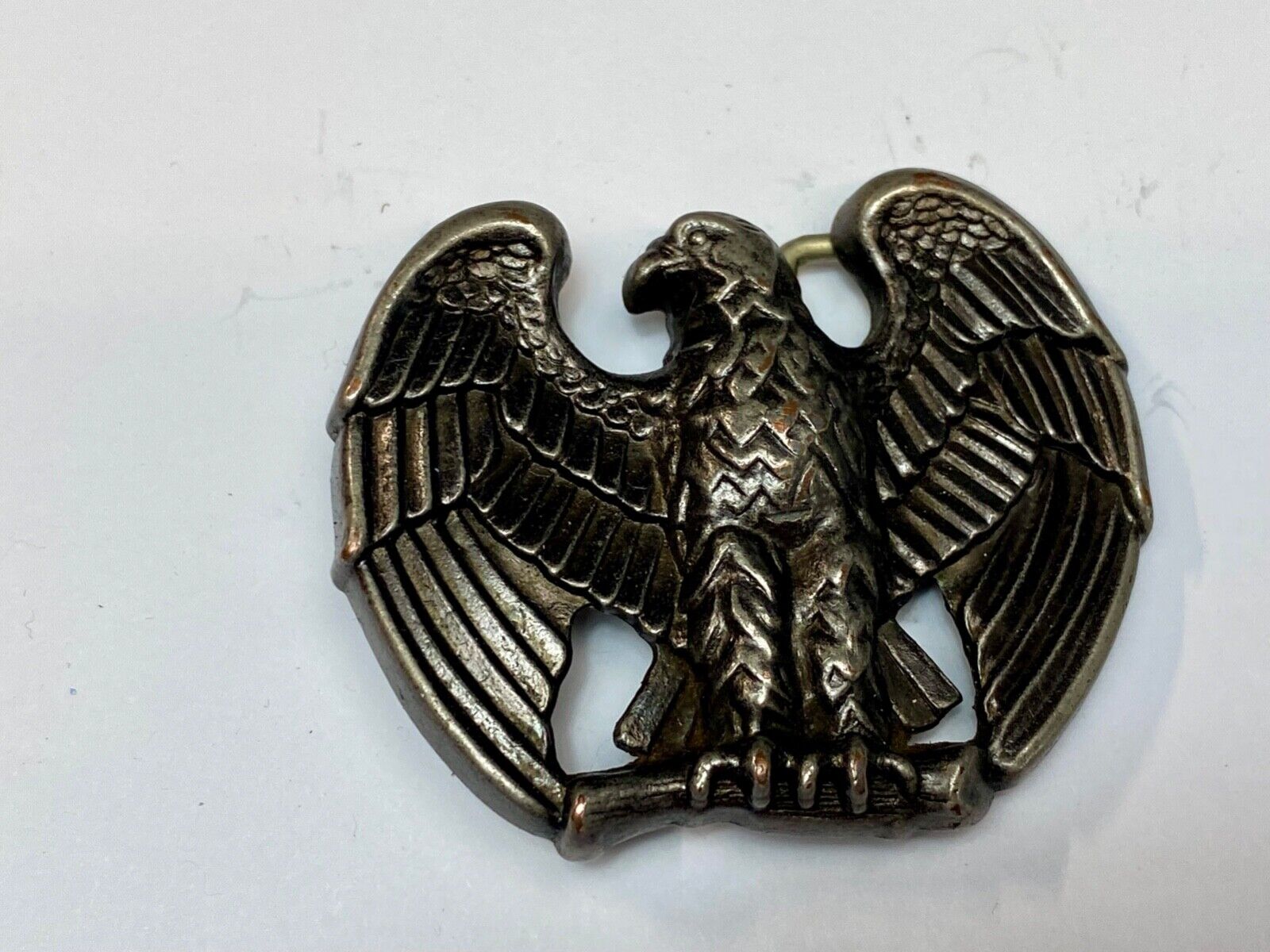 Vintage Avon 70s Patriotic American Eagle cutout shaped Silver Tone belt buckle