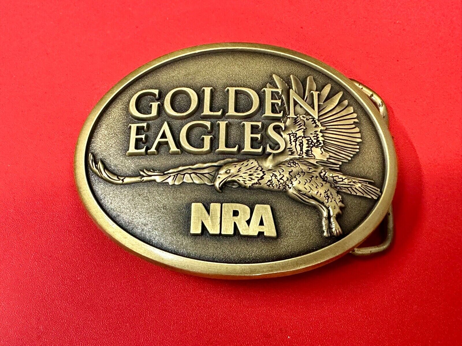 2013 NRA National Rifle Association Golden Eagle belt buckle in box with COA