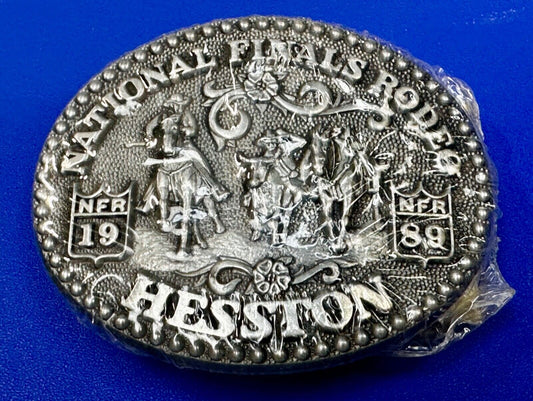 1989 NFR National Finals Rodeo  NOS Youth Size Hesston Commemorative Belt Buckle