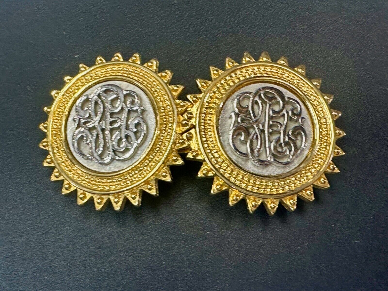 Two piece interconnecting vintage two tone belt buckle By Paquette