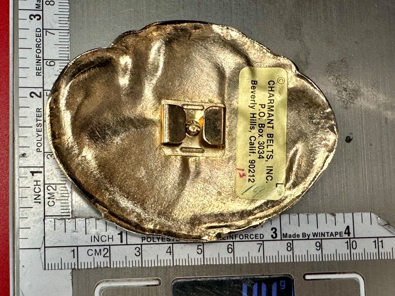 80s Charmant Swan Crane Bird Duck Abstract Gold & Yellow belt buckle